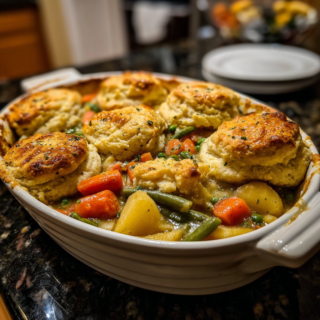Sunday Vegetable Pot Pie with Biscuit Topping