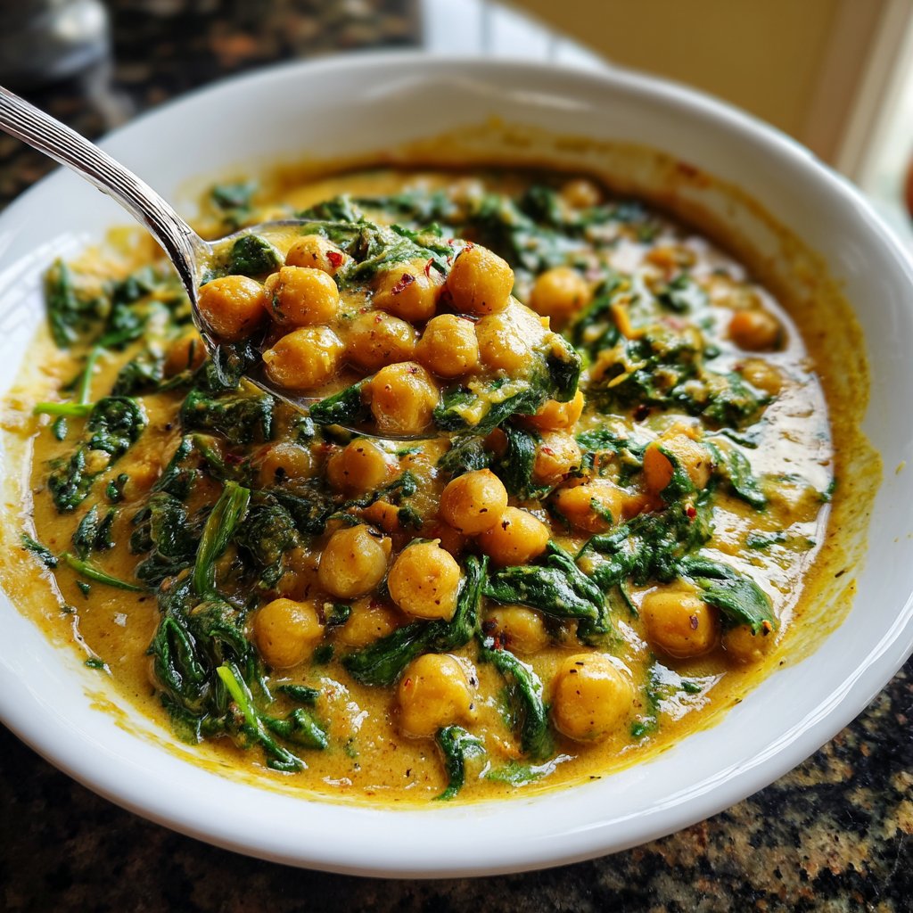 Healthy Dinner Chickpea Spinach Curry