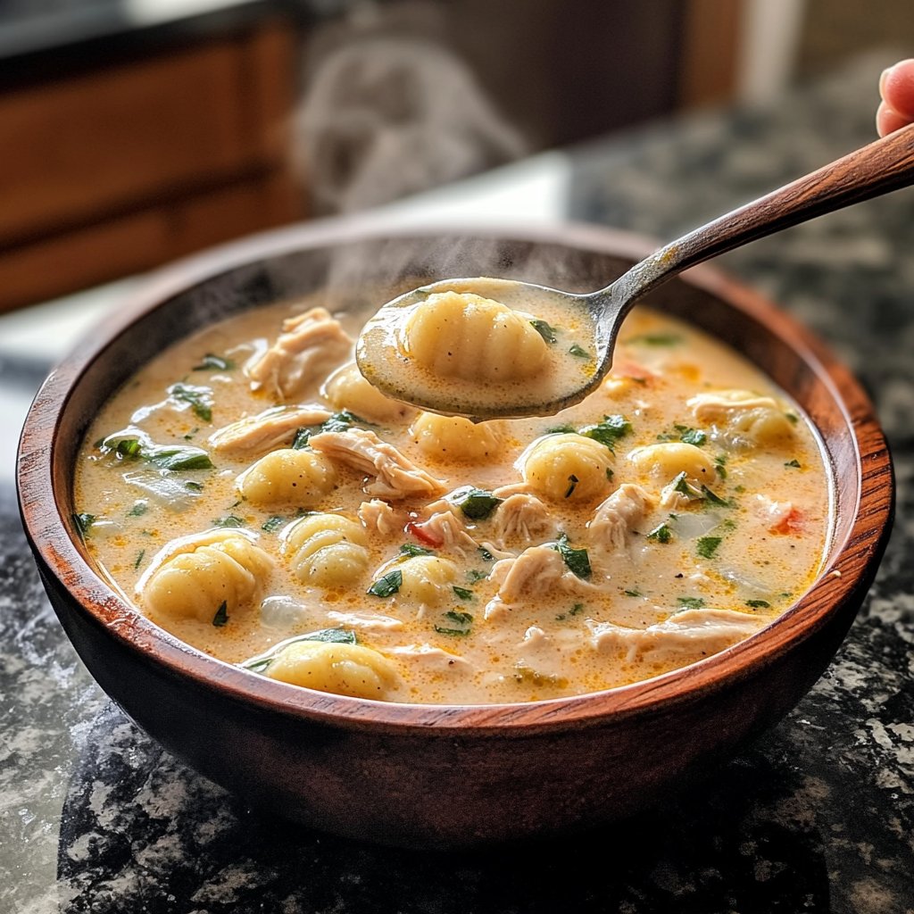 Spicy Crockpot Chicken Gnocchi Soup