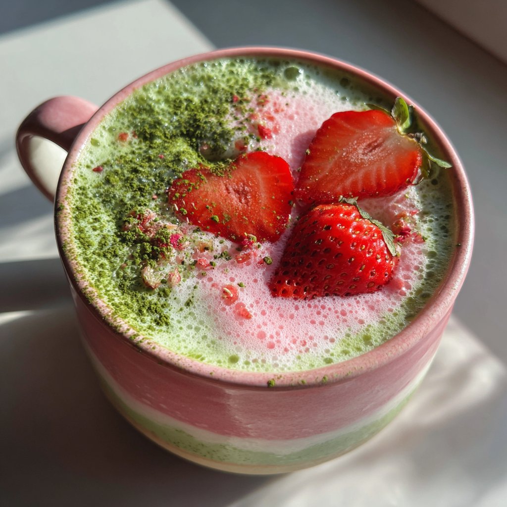 Strawberry Matcha Latte With Coconut Milk