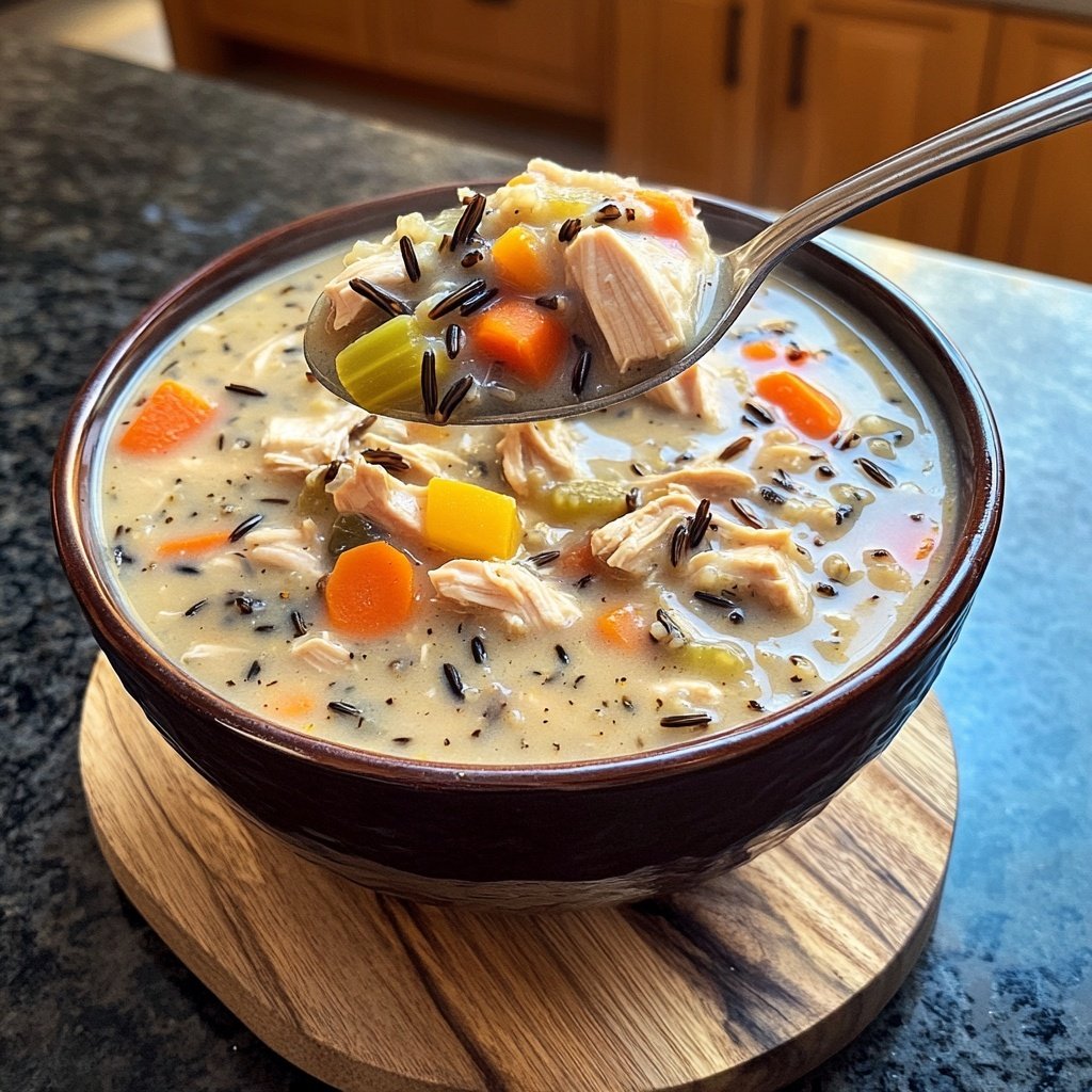 Healthy Crockpot Chicken and Wild Rice Soup