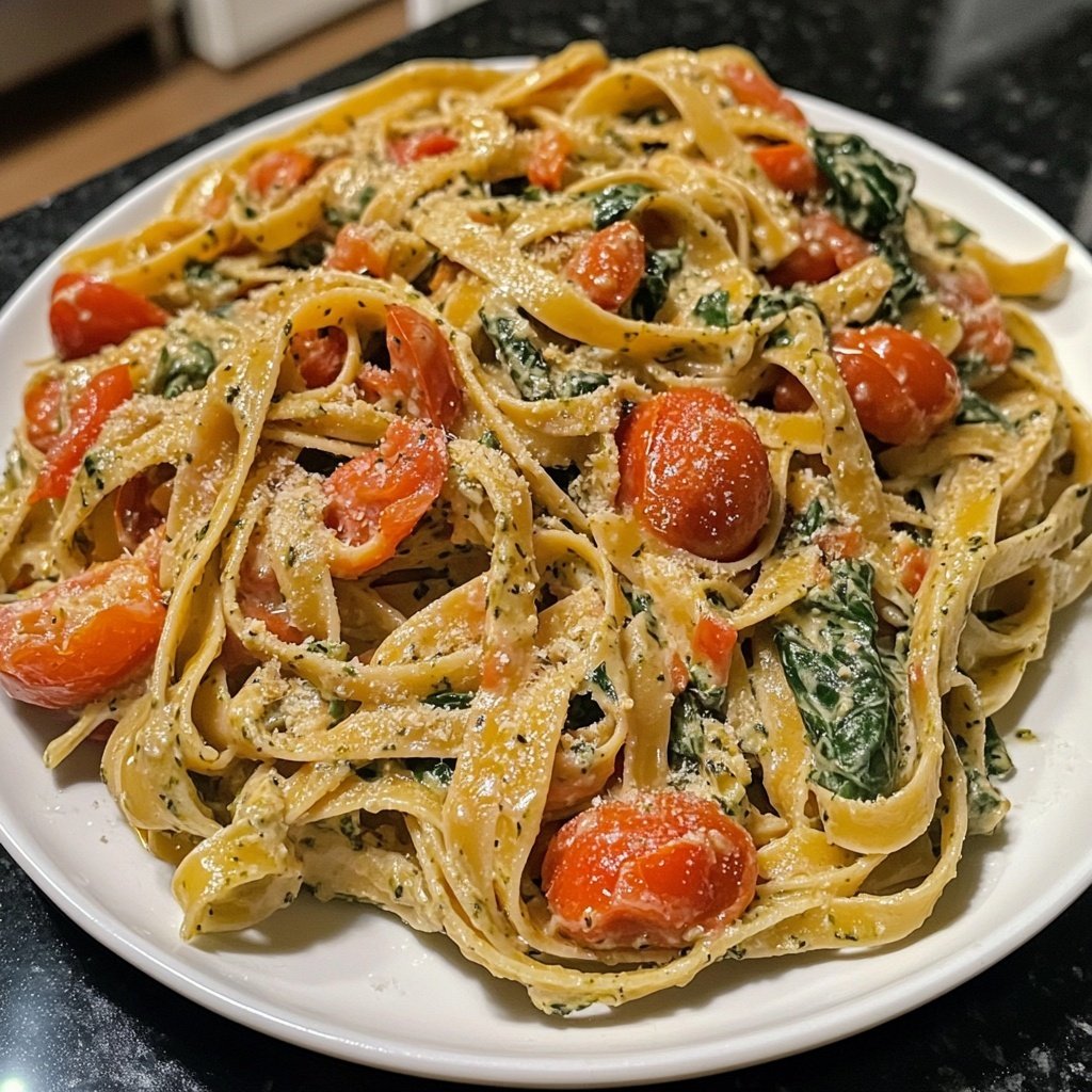 Delicious Spinach Tomato Pasta