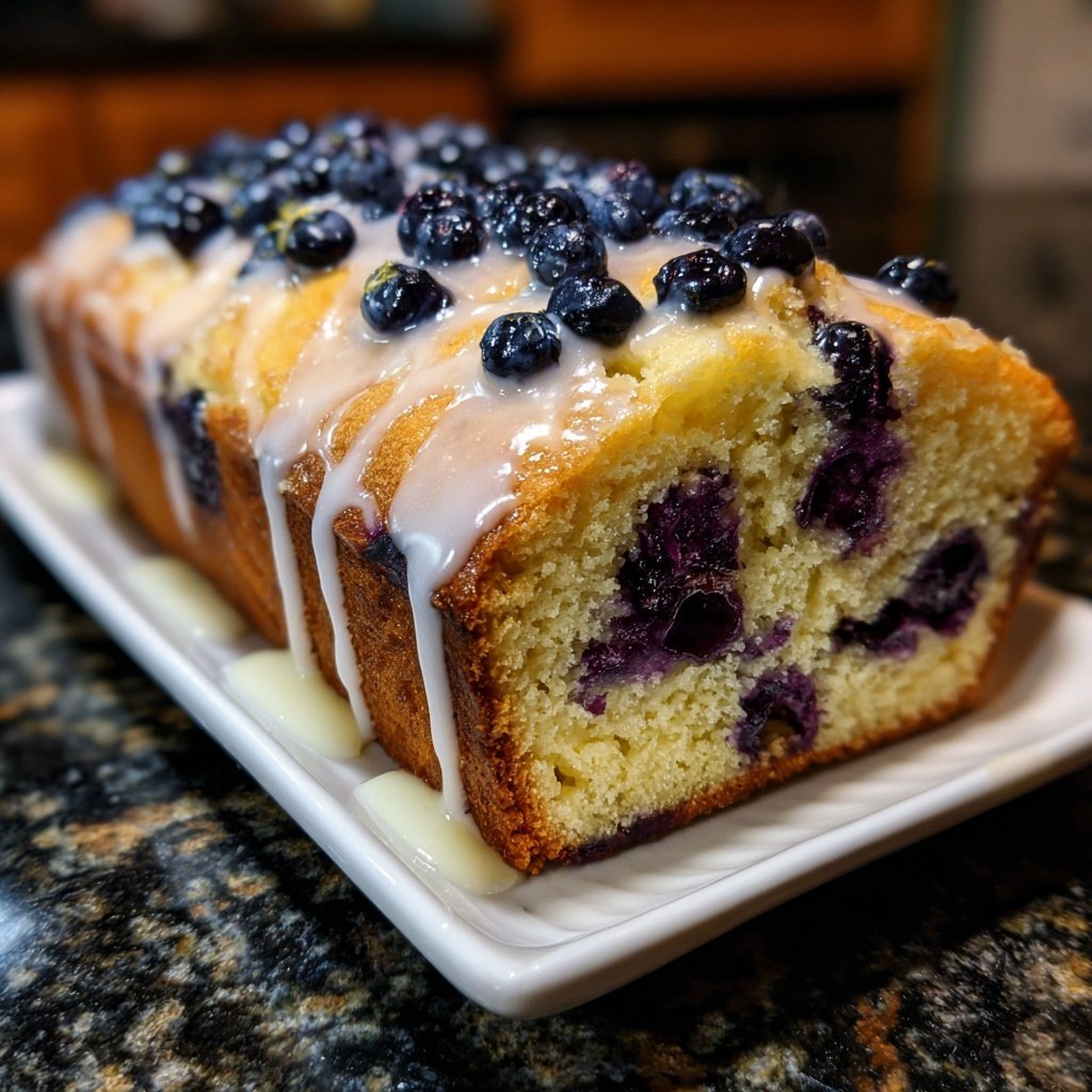 Blueberry Lemon Loaf With Glaze