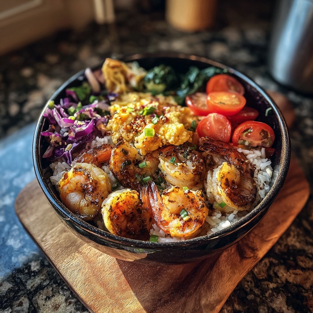 High Protein Shrimp Rice Bowl