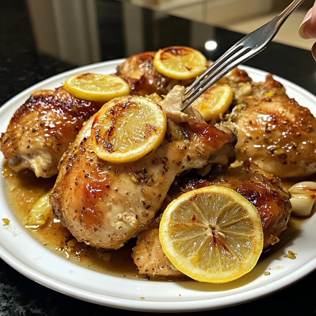 Easy Slow Cooker Lemon Garlic Chicken